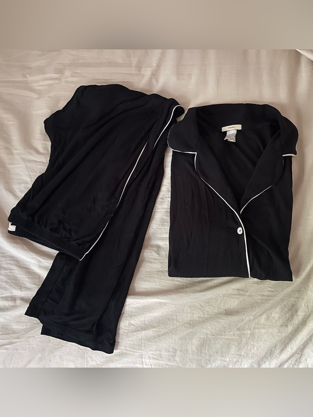 Eberjey Gisele Modal Long Pajama Set in Black S/P